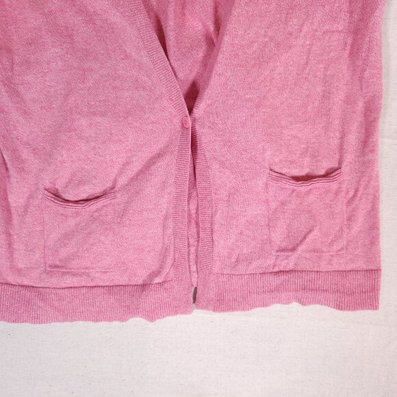 Croft & Barrow Womens Cardigan Sweater L Heather Pink Open Front Layering Preppy - Picture 10 of 16